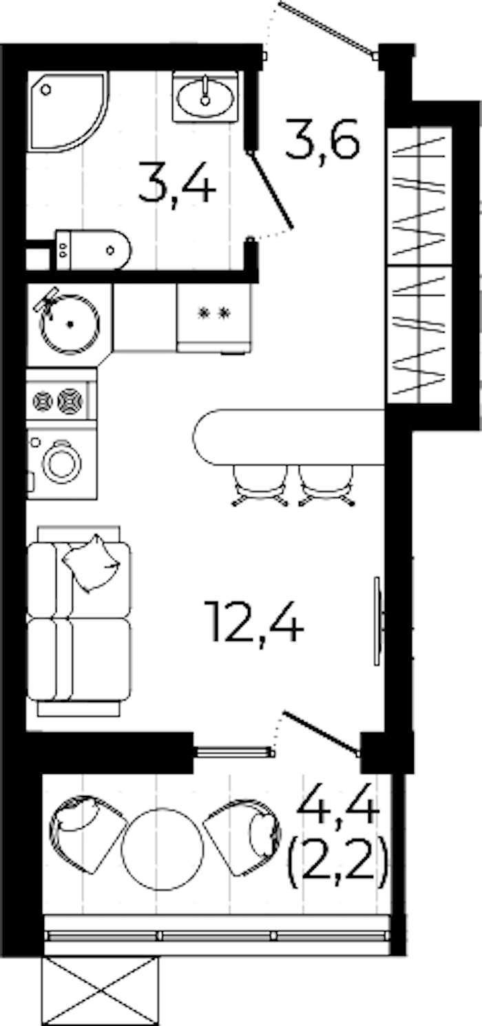 Квартира студия 21.6 м², 2/12 эт., ЖК «А101 Всеволожск»